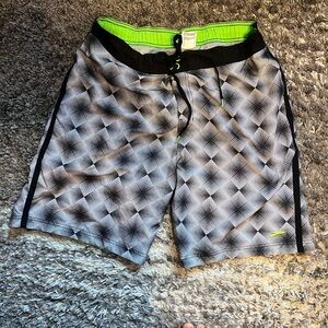 Speedo Men's Swim Shorts - Black and Gray Geometric